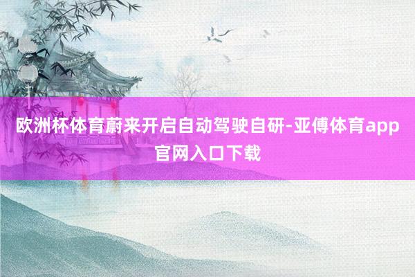 欧洲杯体育蔚来开启自动驾驶自研-亚傅体育app官网入口下载