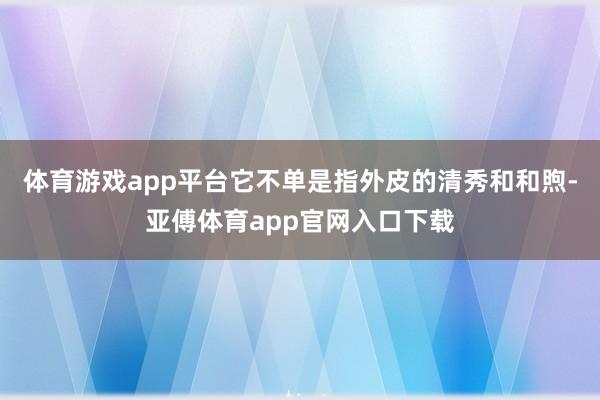 体育游戏app平台它不单是指外皮的清秀和和煦-亚傅体育app官网入口下载