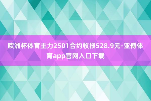 欧洲杯体育主力2501合约收报528.9元-亚傅体育app官网入口下载